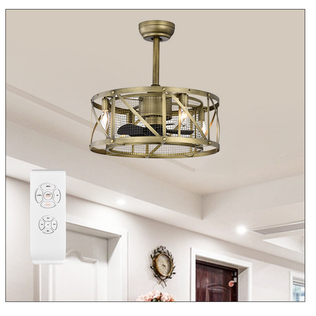 BU10- 20'' Small size ceiling fan with kit ; 5 ABS blades Antique brown decorate ceiling fan light with Remote control - Likeshoppe