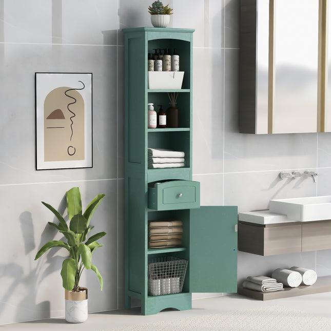 AN3- Tall Bathroom Cabinet; Freestanding Storage Cabinet with Drawer; MDF Board; Adjustable Shelf - Likeshoppe