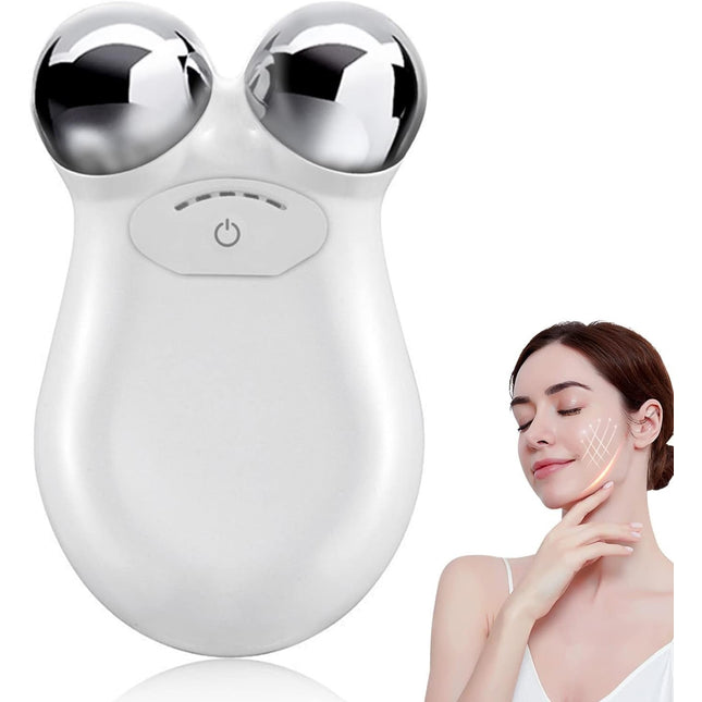 CE2- Microcurrent-Facial-Device, Microcurrent Face Massager Roller for Skin Care, Facial Massager Face Rollers for Women & Men, Glossy White - Likeshoppe