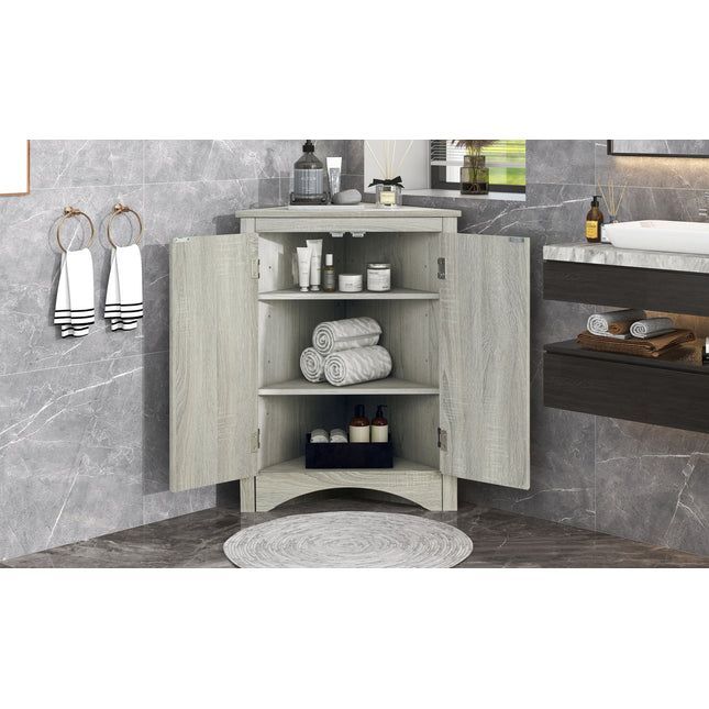 AM4- Triangle Bathroom Storage Cabinet with Adjustable Shelves; Freestanding Floor Cabinet for Home Kitchen