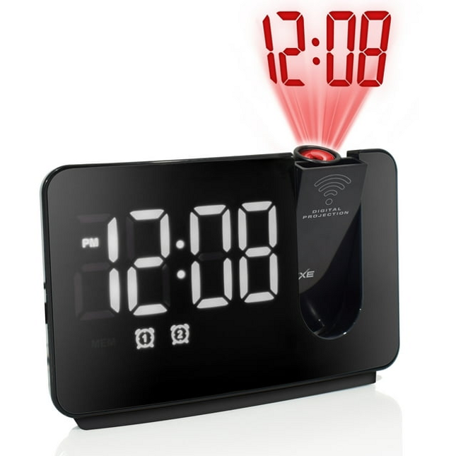 CH17- Westclox Black Electric Projection Alarm Clock with 1.4" White LED Large Digital Time Display - Likeshoppe