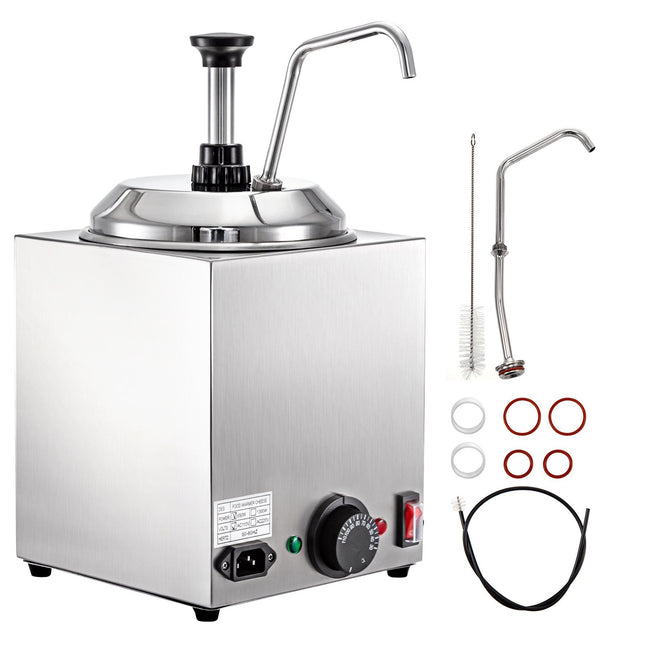 BS9- Cheese Dispenser with Pump, 2.6Qt Capacity Nacho Cheese Warmer with Pump, 650W Hot Fudge Warmer, Stainless Steel Hot Cheese Dispenser for Hot Fudge Cheese Caramel - Likeshoppe
