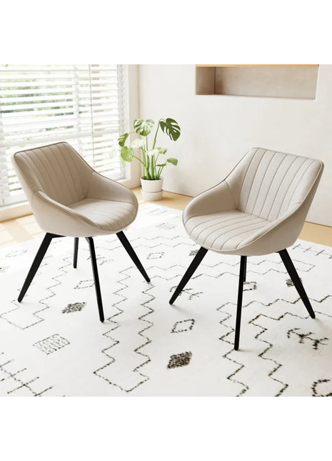 Likeshoppe Set Of 2 Dining Chairs, Medieval Modern Kitchen Dining Chair, PU Decorative Chairs With Black Metal Legs, Suitable For Home&kitchen White