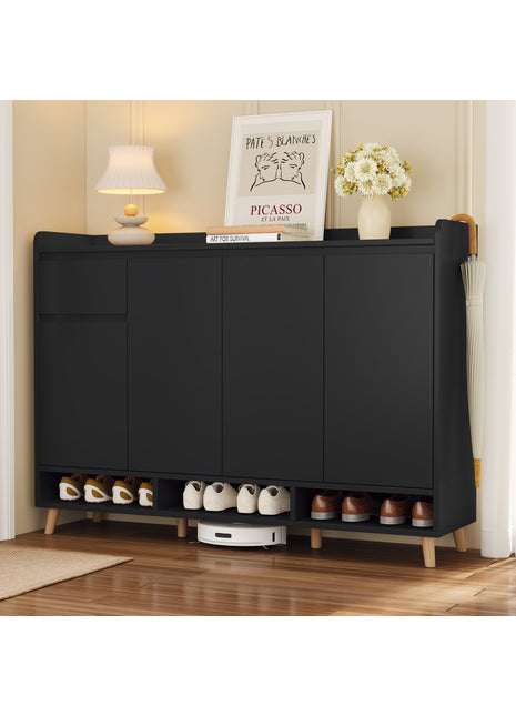 Modern Shoe Cabinet with Adjustable Shelves – Minimalist Entryway Organizer