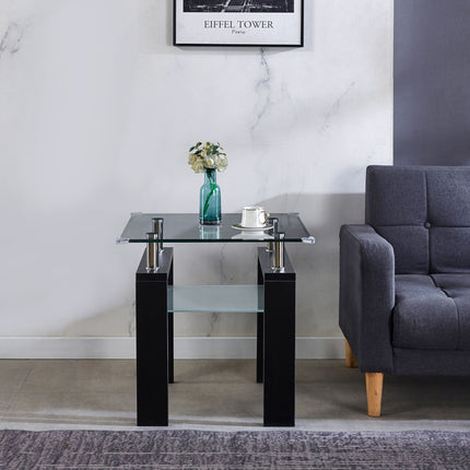 ST5- Clear Glass Top Side Table; 24"x24"x24" End Table; Modern Design For Home - Likeshoppe