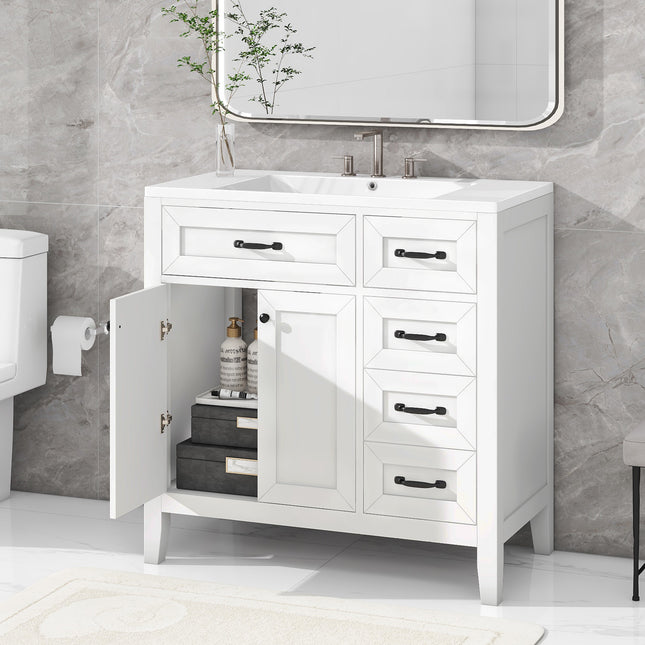 PT8- 36' Bathroom Vanity with Sink Combo; White Bathroom Cabinet with Drawers; Solid Frame and MDF Board - Likeshoppe