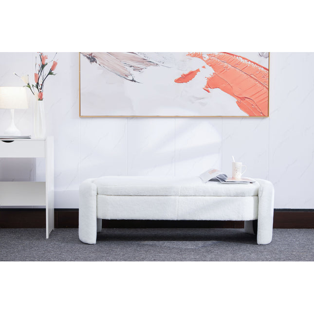 PK7- Footstool with storage function beige teddy fabric suitable for hallway bedroom living room - Likeshoppe