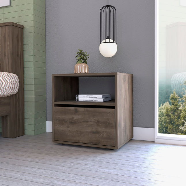 PE5- Valencian Nightstand; One Open Shelf; One Cabinet; Superior Top - Likeshoppe