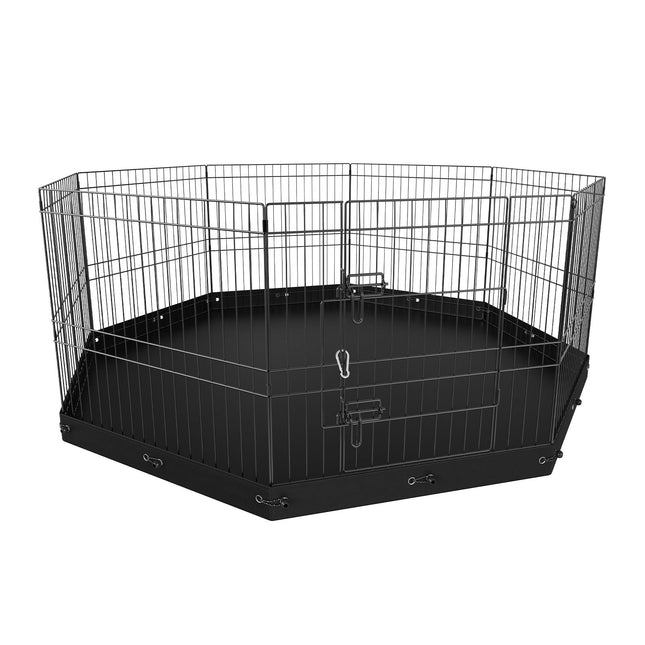 AB2- VEVOR Dog Playpen, 8 Panels Foldable Metal Dog Exercise Pen with Bottom Pad, 24" H Pet Fence Puppy Crate Kennel with Ground Stakes, Indoor Outdoor Dog Pen for Small Medium Pets, for Camping, Yard - Likeshoppe
