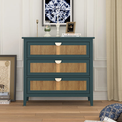 CB3- 3 Drawer Cabinet,Natural rattan,American Furniture,Suitable for bedroom, living room, study - Likeshoppe