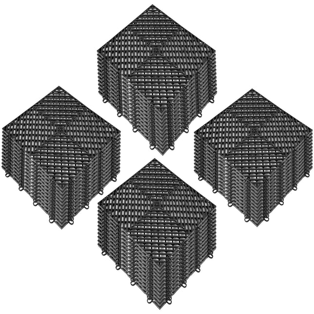 AJ4- VEVOR Tiles Interlocking 50 PCS Black, Drainage Tiles 12x12x0.5 Inches, Deck Tiles Outdoor Floor Tiles, Outdoor Interlocking Tiles, Deck Flooring for Pool Shower Bathroom Deck Patio Garage - Likeshoppe