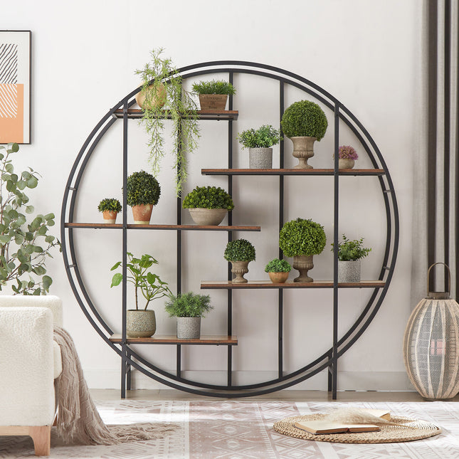 BC4-Round 5-Tier Metal Plant Stand bookcase storage rack; Indoor Living Room Terrace Garden Balcony Display Stand - Likeshoppe