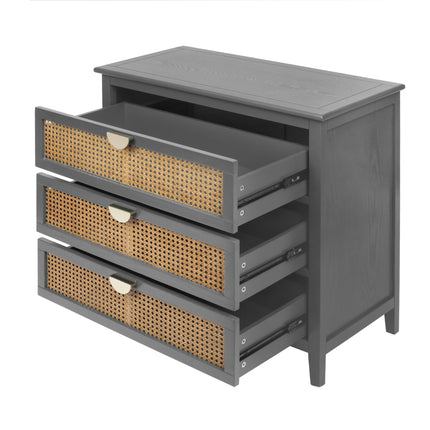 CB3- 3 Drawer Cabinet,Natural rattan,American Furniture,Suitable for bedroom, living room, study - Likeshoppe