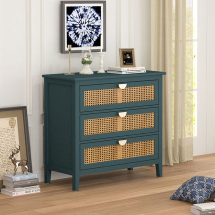 CB3- 3 Drawer Cabinet,Natural rattan,American Furniture,Suitable for bedroom, living room, study - Likeshoppe