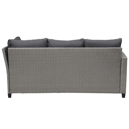 PX18- Patio Furniture Set;  5 Piece Outdoor Conversation Set;  Dining Table Chair with Ottoman and Throw Pillows - Likeshoppe