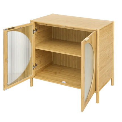 CB6- Bamboo 2 door cabinet, Buffet Sideboard Storage Cabinet, Buffet Server Console Table, for Dining Room, Living Room, Kitchen, Hallway - Likeshoppe