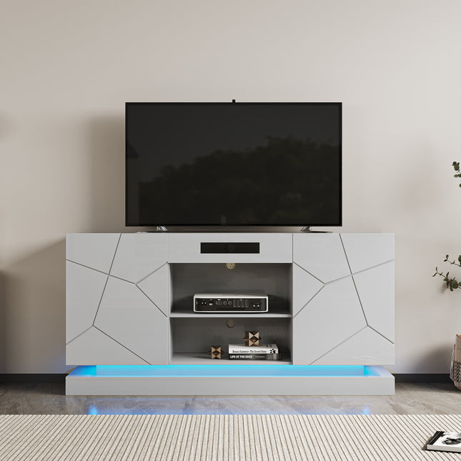 TV4- TV Cabinet ; TV Stand with bluetooth speaker ; Modern LED TV Cabinet with Storage Drawers; Living Room Entertainment Center Media Console Table - Likeshoppe