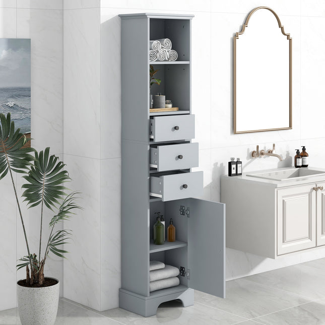 PU13- Tall Bathroom Cabinet; Freestanding Storage Cabinet with 3 Drawers and Adjustable Shelf; MDF Board with Painted Finish - Likeshoppe