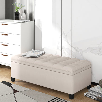PK2- Upholstered Flip Top Storage Bench with Button Tufted Top - Likeshoppe