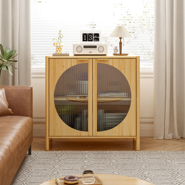 CB6- Bamboo 2 door cabinet, Buffet Sideboard Storage Cabinet, Buffet Server Console Table, for Dining Room, Living Room, Kitchen, Hallway - Likeshoppe