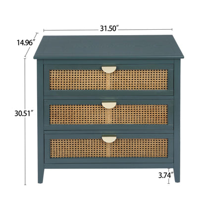 CB3- 3 Drawer Cabinet,Natural rattan,American Furniture,Suitable for bedroom, living room, study - Likeshoppe