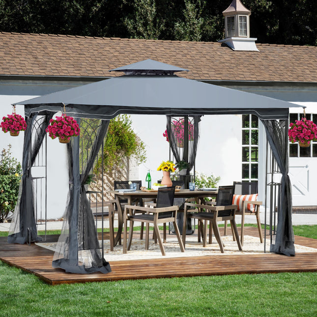 AG9- 10x10 Outdoor Patio Gazebo Canopy Tent With Ventilated Double Roof And Mosquito net(Detachable Mesh Screen On All Sides); Suitable for Lawn; Garden; Backyard and Deck - Likeshoppe
