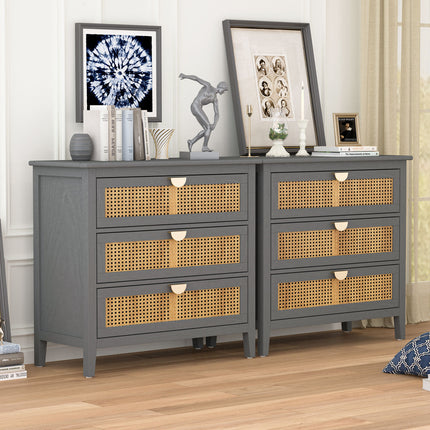 CB3- 3 Drawer Cabinet,Natural rattan,American Furniture,Suitable for bedroom, living room, study - Likeshoppe