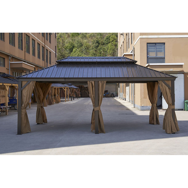 AG7- 12*20FT patic gazebo; alu gazebo with steel canopy; Outdoor Permanent Hardtop Gazebo Canopy for Patio; Garden; Backyard - Likeshoppe