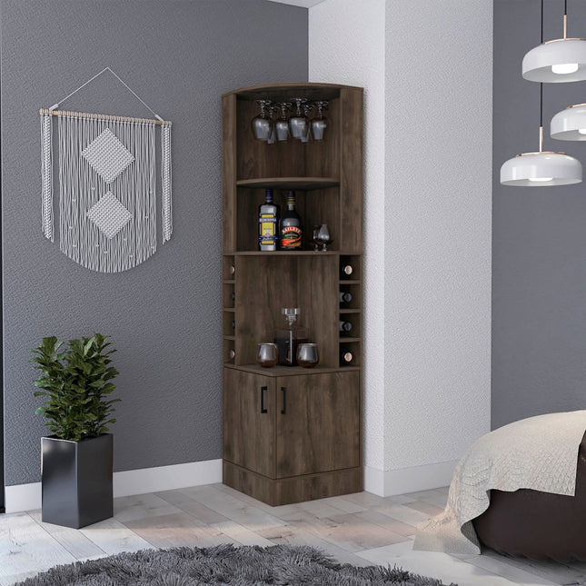 PB3- Seattle Bar Cabinet; Eight Bottle Cubbies; Two Large Open Shelves - Likeshoppe