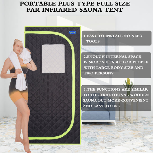 AK5- Portable Plus Type Full Size Far Infrared Sauna tent. Spa; Detox ; Therapy and Relaxation at home.Larger Space; Stainless Steel Pipes Connector Easy to Install - Likeshoppe