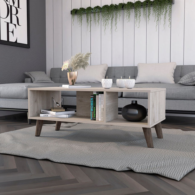 C5- Oregon Coffee Table; Two Open Shelves; Four Legs - Likeshoppe