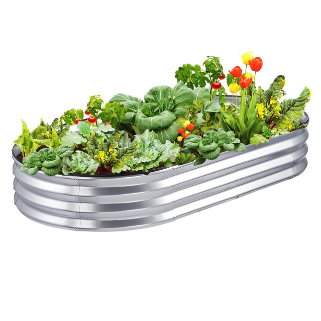 AH2- Raised Garden Bed, 70.9x35.4x11 inch Galvanized Metal Planter Box, Outdoor Planting Boxes with Open Base, for Growing Flowers/Vegetables/Herbs in Backyard/Garden/Patio/Balcony, Silver - Likeshoppe