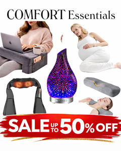 Compact living furniture sale banner featuring space-saving storage cabinet, foldable dining table set, and modern sofas with 40% off promotion 