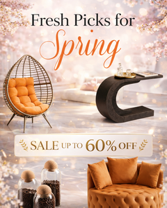 Luxury spring refresh home decor and furniture collection with modern designs and seasonal sale up to 60 percent off