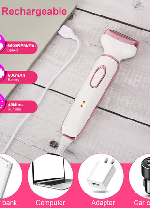 4-in-1 Women’s Electric Razor – Rechargeable Bikini Trimmer & Facial Hair Remover Kit