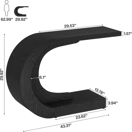 Modern Wave Console Table – C-Shape Entryway Sofa Table with Decorative Curved Design