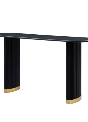 Likeshoppe 59.1 Inch Entryway Table For Living Room,Narrow Console Table With Unique Stainless Steel Legs Design, Modern Design MDF Sofa Table Entrance Table For Hallway, Entrance,Apartment,Black