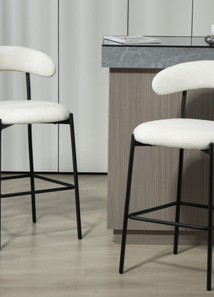 Teddy Fabric Likeshoppe Counter Height Bar Stool – Modern Kitchen Island Bar Chair with Black Metal Base & Footrest