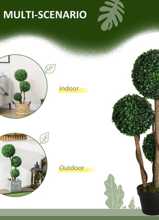 3-Tier Artificial Boxwood Topiary Tree (35.5” Indoor/Outdoor Decorative Plant)