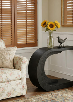 Modern Wave Console Table – C-Shape Entryway Sofa Table with Decorative Curved Design