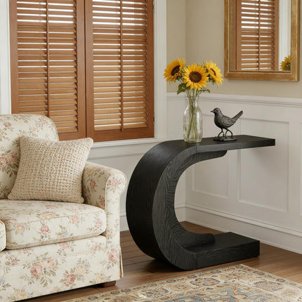 Modern Wave Console Table – C-Shape Entryway Sofa Table with Decorative Curved Design