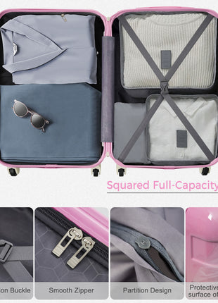 Pink 3 Piece ABS Hardshell Luggage Set with TSA Lock & Spinner Wheels