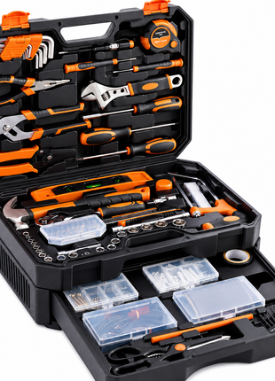 LIKESHOPPE Home & Auto Repair Tool Kit – Complete Tool Set with Drawer Storage Toolbox