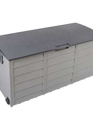 75 Gallon Outdoor Storage Deck Box with Wheels – Weatherproof Garden Tool & Patio Cushion Storage (Grey)