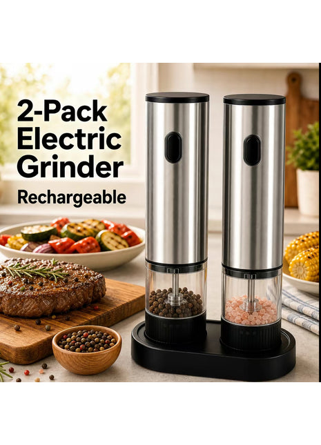 LIKESHOPPE Automatic Electric Salt & Pepper Grinder Set – Battery-Powered Adjustable Spice Mills (2-Pack)