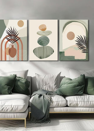 3-Piece Boho Botanical Canvas Wall Art Set (12” x 16” Framed &amp; Ready to Hang)