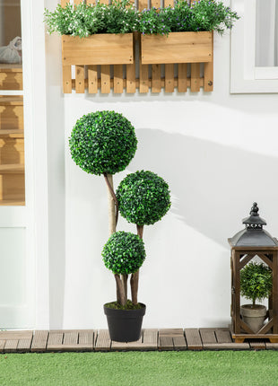 3-Tier Artificial Boxwood Topiary Tree (35.5” Indoor/Outdoor Decorative Plant)