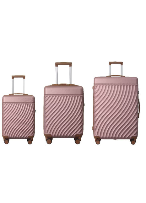 Rose Gold 3 Piece ABS Luggage Set with TSA Lock & Spinner Wheels