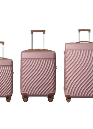 Rose Gold 3 Piece ABS Luggage Set with TSA Lock & Spinner Wheels
