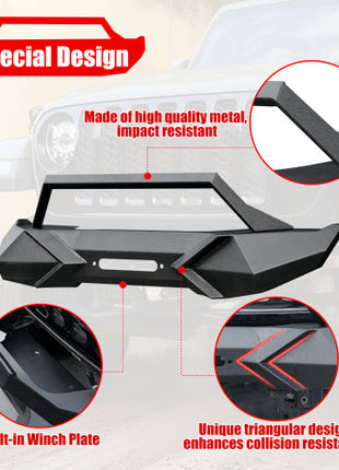 Heavy-Duty X-Style Front Bumper with Winch Plate for Jeep Wrangler JK &amp; JL (2007–Present)